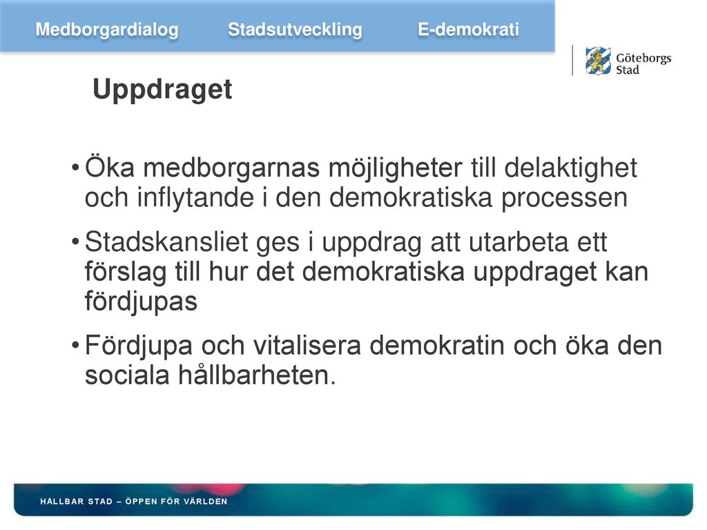 Medborgerligt deltagande och fördjupande av demokratin ppt ladda ner